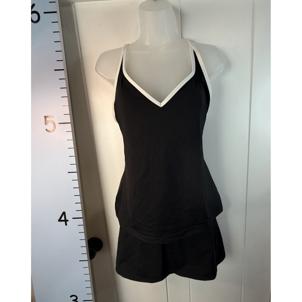 JAG Bathing Suit Padded Bra 2PC Swimsuit Large Black White Piping Beach Vacation